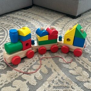 Melissa & Doug Red and Blue Wooden Train Set